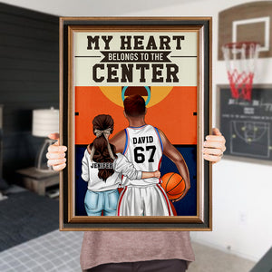 Personalized Basketball Couple Poster - My Heart Belongs To The Center - Couple Shoulder to Shoulder - Poster & Canvas - GoDuckee