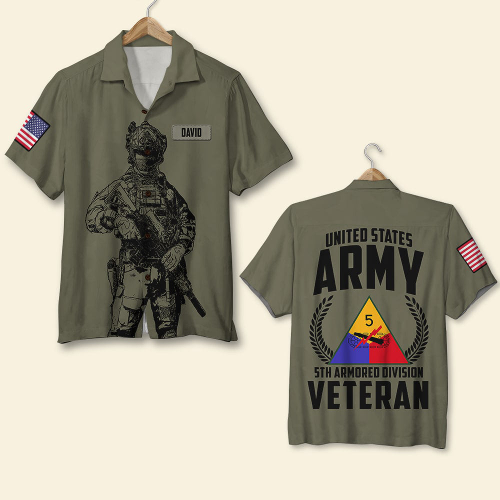 Veteran Full Branch With Custom Military Unit Hawaiian Shirt - Hawaiian Shirts - GoDuckee