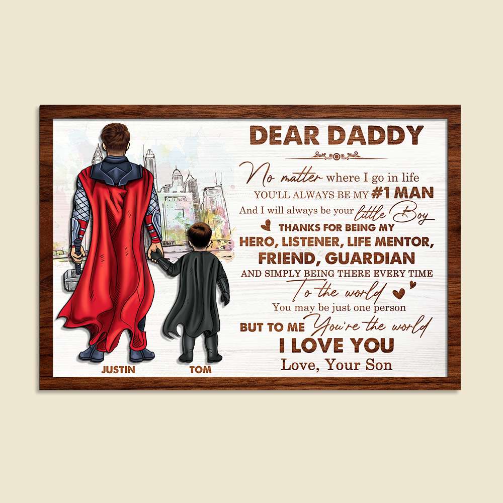 Dad To Me You Are The World, Layered Wood Sign Stand, Gifts for Dads - Wood Sign - GoDuckee