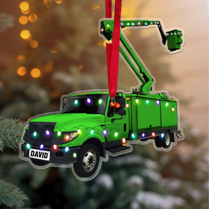 Personalized Lineman Acrylic Ornament, Lineman Bucker Truck, Christmas Tree Decor - Ornament - GoDuckee