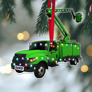 Personalized Lineman Acrylic Ornament, Lineman Bucker Truck, Christmas Tree Decor - Ornament - GoDuckee
