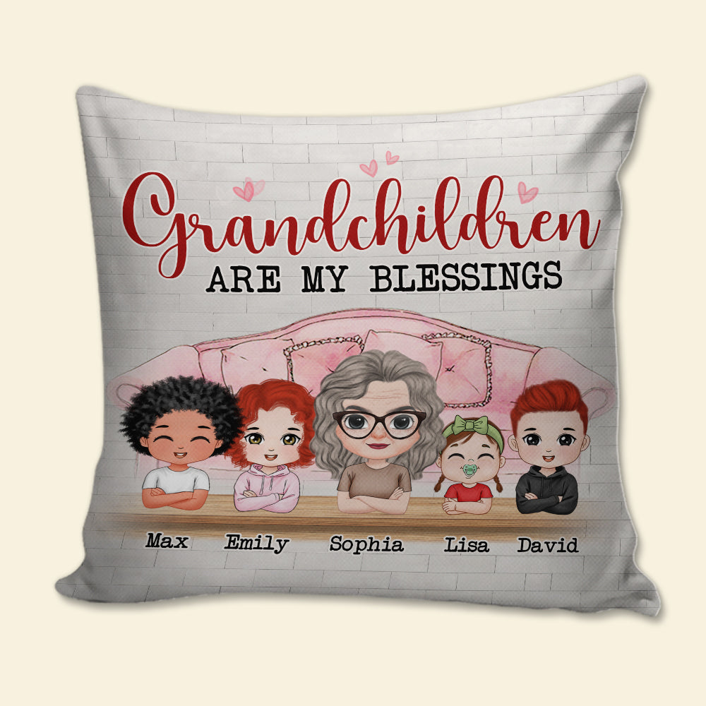 Grandchildren Are My Blessings - Personalized Grandma Pillow - Gift For Family - Pillow - GoDuckee
