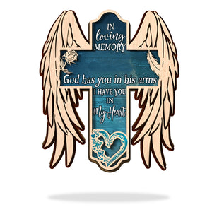 Heaven God Has You In His Arm I Have You In My Heart Personalized 3D 2-Layered Wood Art - Wood Sign - GoDuckee