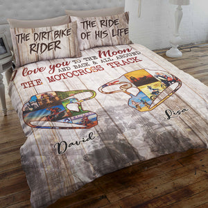 Motocross Couple The Dirt Bike Rider The Ride Of His Life Personalized Quilt Bed Set - Quilts & Comforters - GoDuckee