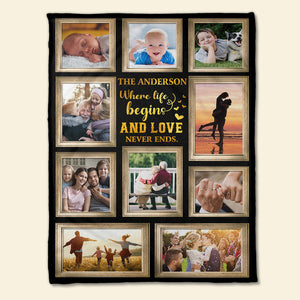 Family Where Life Begins And Love Never Ends, Personalized Blanket - Upload Image - Blanket - GoDuckee