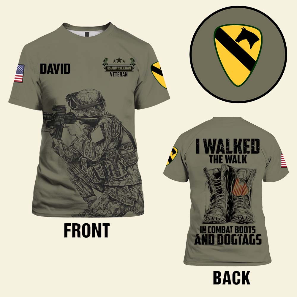 I Walked The Walk In Combat Boots And Dogtags Personalized Veteran Shirt, Custom Military Unit - AOP Products - GoDuckee