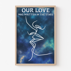 Our Love Was Written In The Stars, Personalized Zodiac Kiss Couple Line Canvas Print - Poster & Canvas - GoDuckee