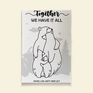 Bear Family Line Art, Family Hug Canvas Poster - Poster & Canvas - GoDuckee