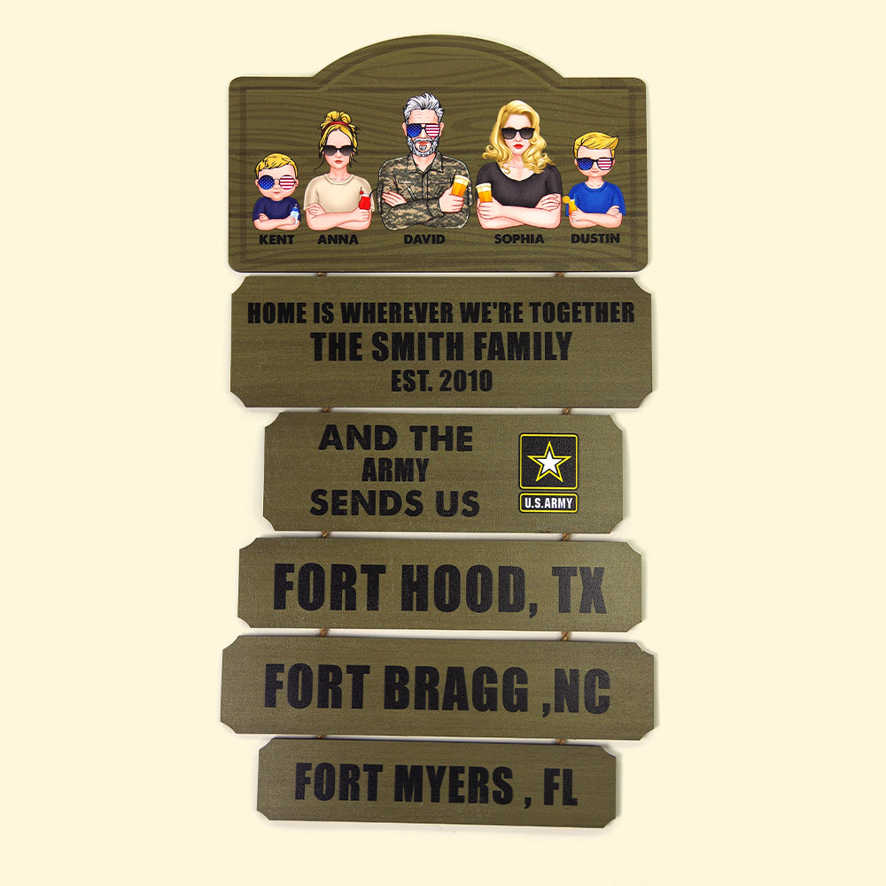 Veteran Home Is Wherever We're Together, Personalized Pallet Wood Sign, Gift for Military Family - Wood Sign - GoDuckee