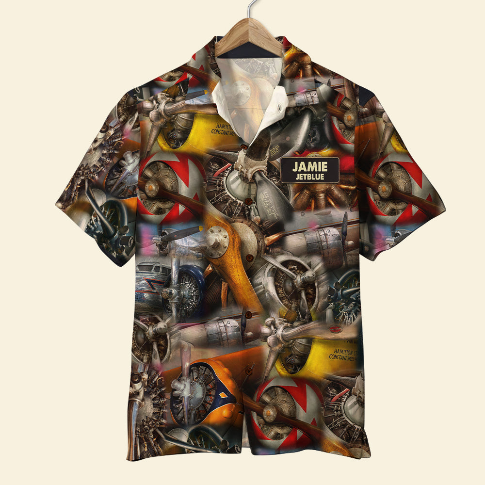 Pilot Propeller Hawaiian Shirt - Custom Name - Hawaiian Shirts - GoDuckee