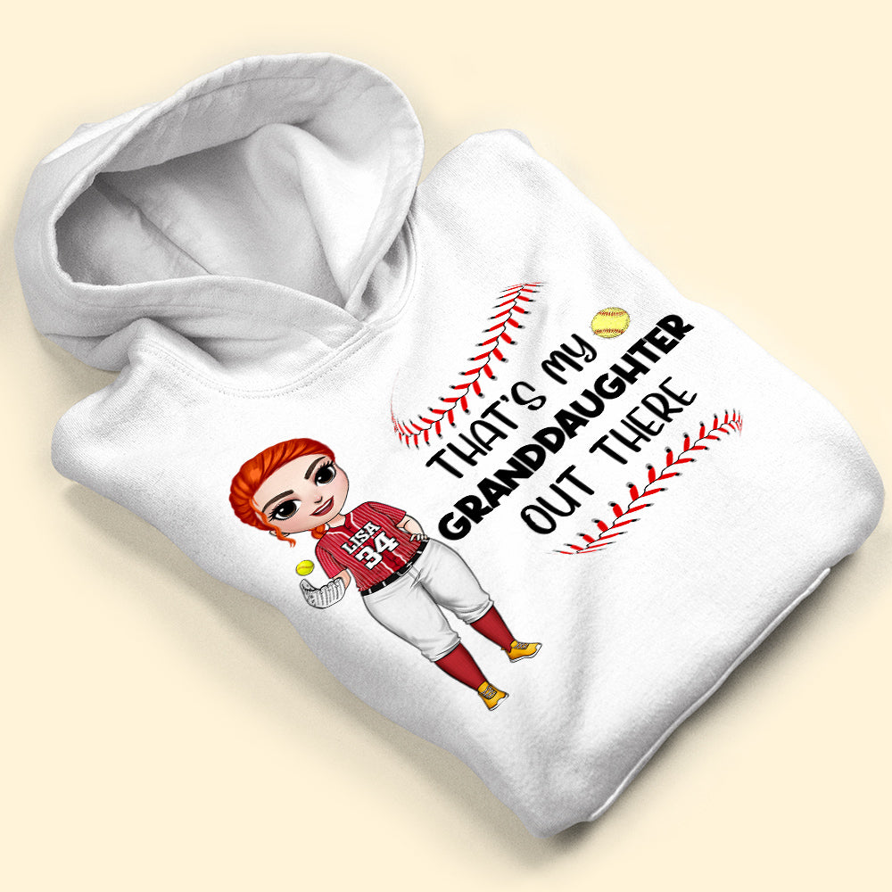 Softball Granddaughter Out There - Personalized Girl Doll Shirt - Shirts - GoDuckee