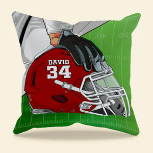 American Football Helmet and Gloves - Personalized Pillow - Gift for American Football Players - Pillow - GoDuckee