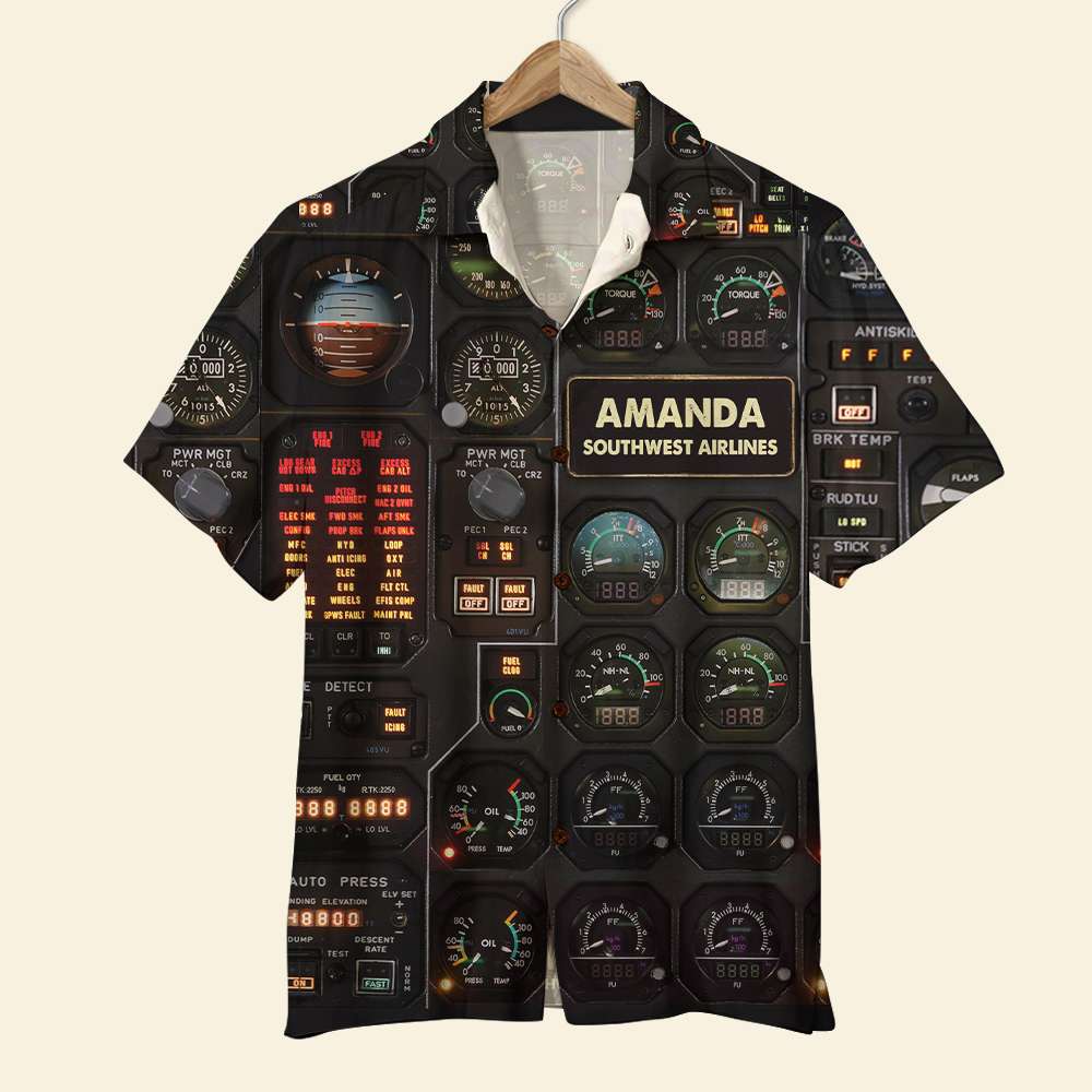 Pilot Seaplane Control Panel Hawaiian Shirt - Custom Name & Number - Hawaiian Shirts - GoDuckee