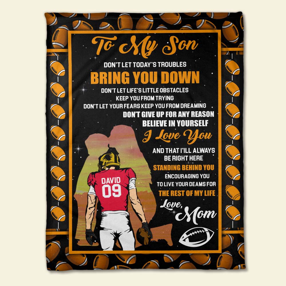 Football To My Son Don't Let Troubles Bring You Down, Personalized Blanket, Gift For Football Boy - Blanket - GoDuckee