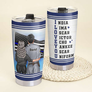 Personalized Police Couple Tumbler Cup - India Lima Oscar Victor Echo - Tumbler Cup - GoDuckee