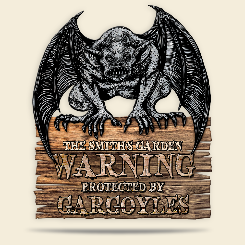 Warning Protected By Gargoyles Personalized Gardening Metal Sign Gift For Gardener - Metal Wall Art - GoDuckee