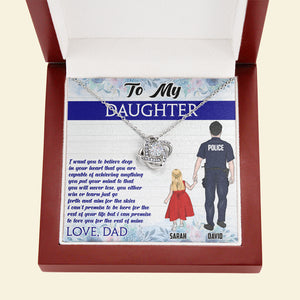 Personalized Police Father & Daughter Love Knot Necklace - To My Daughter Message Card - Jewelry - GoDuckee