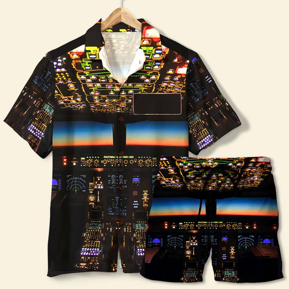 Personalized Pilot Hawaiian Shirt and Men Beach Shorts Pilot Control Panel - Hawaiian Shirts - GoDuckee