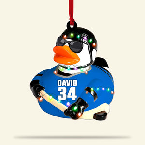 Hockey Rubber Duck - Hockey Player, Personalized Acrylic Ornament - Ornament - GoDuckee