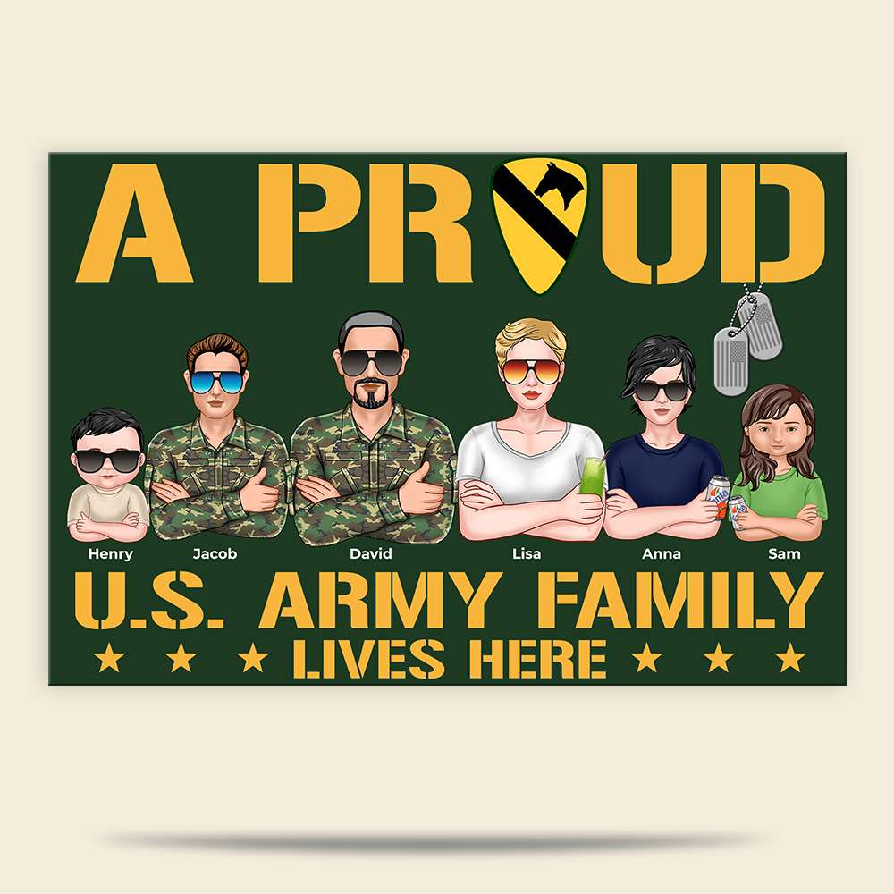 A Proud Veteran Family Lives Here Personalized Veteran Doormat - Doormat - GoDuckee