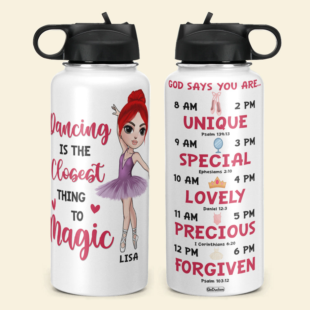 Personalized Ballet Stainless Steel Water Bottle Girl Dancing Is The Closet Thing To Magic - Water Bottles - GoDuckee