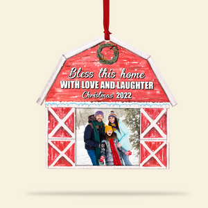 Jesus Bless This Home With Love and Laughter, Personalized Wood Ornament - Ornament - GoDuckee