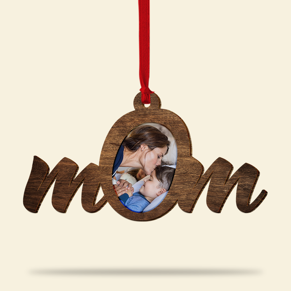Mom Upload Photo Personalized Wood Ornament, Gift For Family - Ornament - GoDuckee
