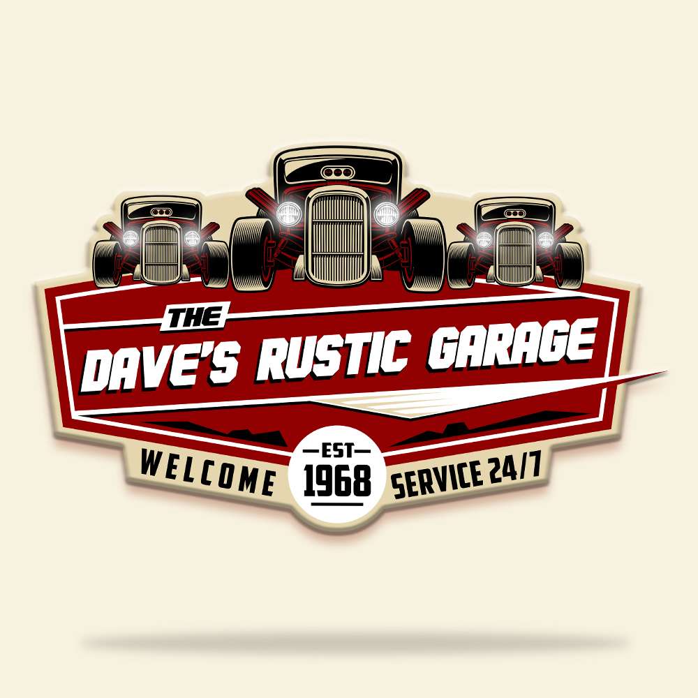 Hot Rod Car Shape Welcome Mat - Custom Garage's Name - Service 24/7 - Doormat - GoDuckee