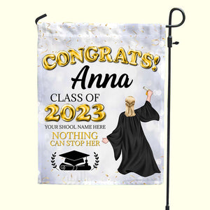 Nothing Can Stop Her, Congrats Graduation Flag - Flag - GoDuckee