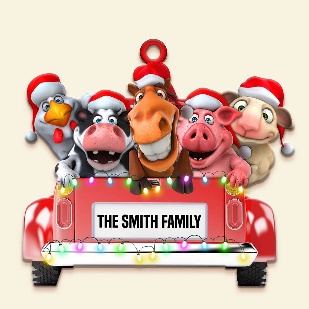Farm Animals With Car Personalized Christmas Ornament Gift For Farmers - Ornament - GoDuckee