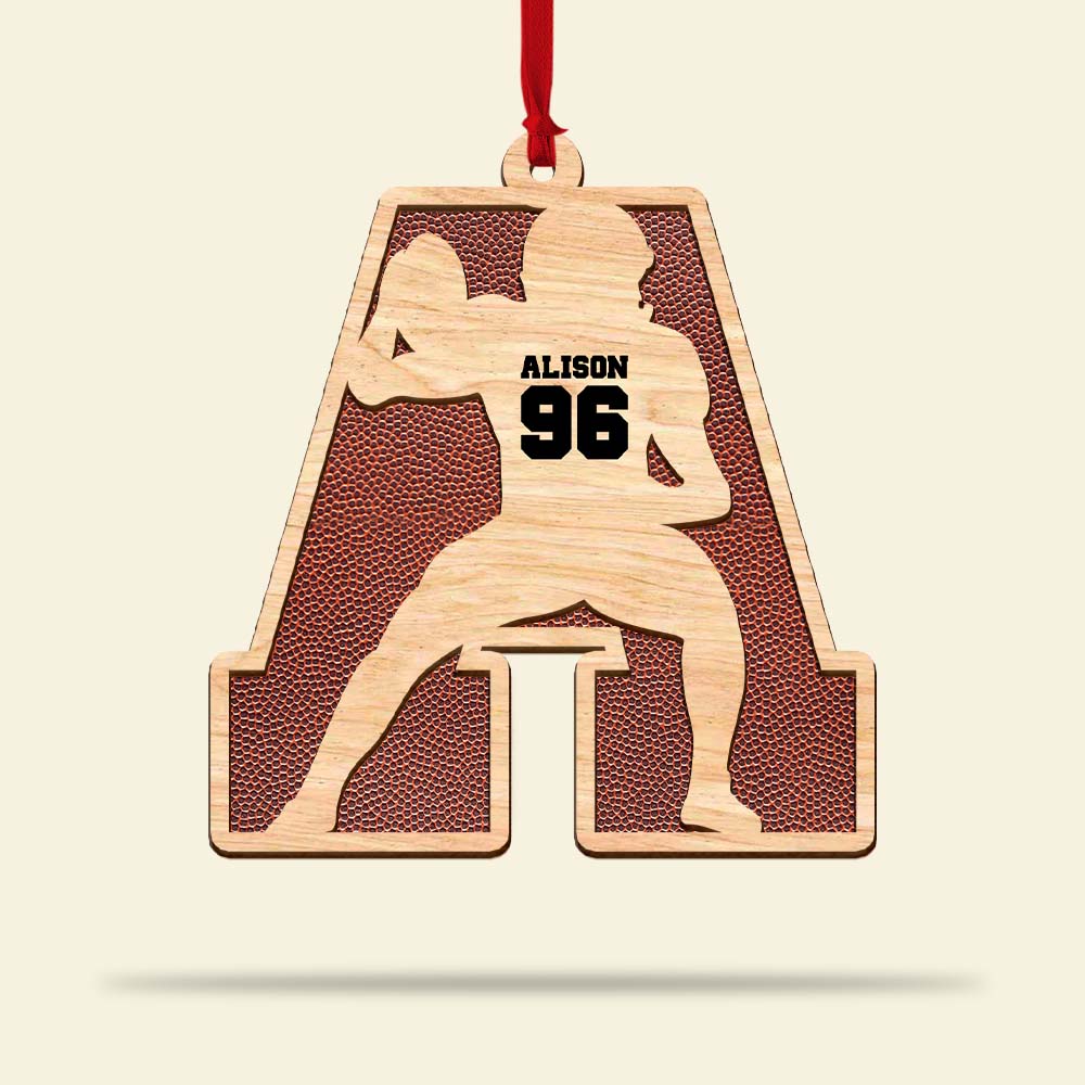 Personalized American Football Ornament, Christmas Gift For Football Lovers - Custom Letter and Pose - Ornament - GoDuckee
