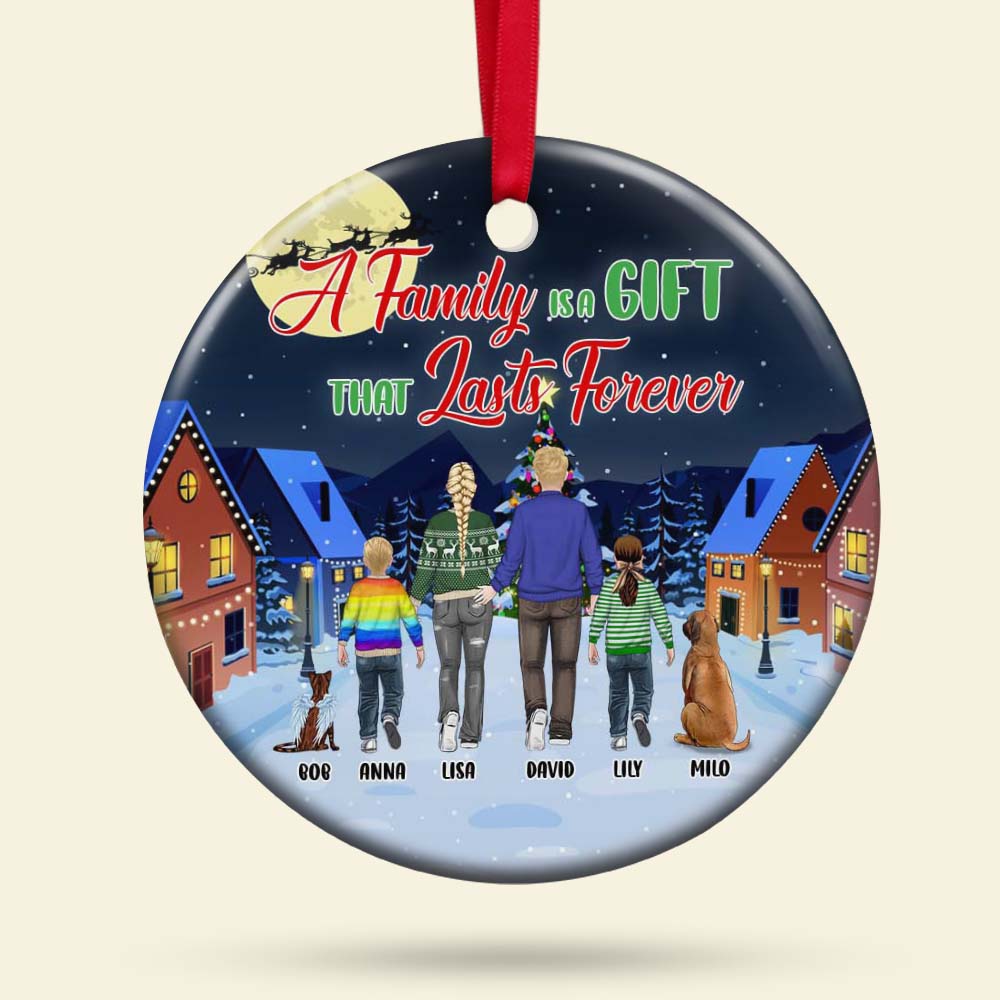 A Family Is A Gift That Lasts Forever Personalized Christmas Family Ornament, Gift For Family - Ornament - GoDuckee