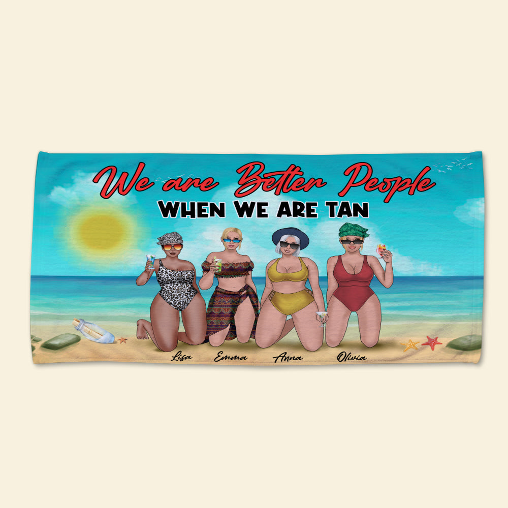 We Are Tanned People - Personalized Beach Towel - Gifts For Big Sister, Sistas, Girls Trip - Leopard Pattern - Beach Towel - GoDuckee