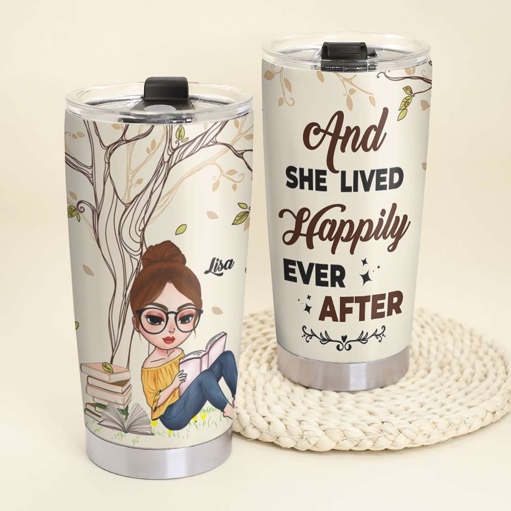 Book And She Lived Happily Ever After Personalized Tumbler - Tumbler Cup - GoDuckee
