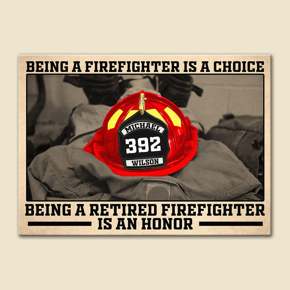 Personalized Firefighter Helmet Badge Poster - Being A Firefighter Is A Choice - Poster & Canvas - GoDuckee