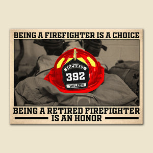 Personalized Firefighter Helmet Badge Poster - Being A Firefighter Is A Choice - Poster & Canvas - GoDuckee