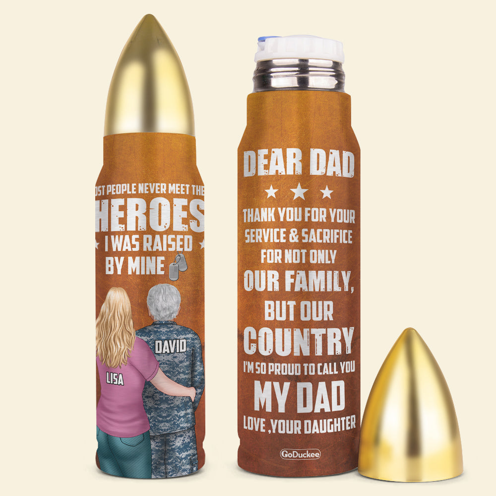 Personalized Veteran Dad Tumbler Cup Father And Daughter I'm So Proud To Call You My Dad - Water Bottles - GoDuckee