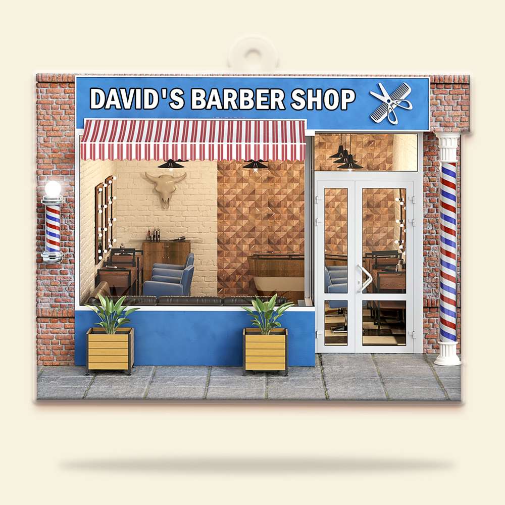 Barber Shop Personalized Christmas Ornament - Ornament - GoDuckee