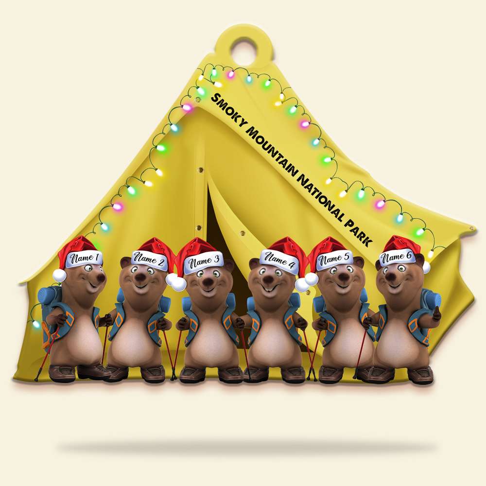 Hiking Bear Backpacker Personalized Christmas Ornament - Ornament - GoDuckee