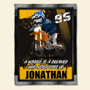 Motocross A Winner Is A Dreamer Who Never Gives Up, Personalized Blanket - Blanket - GoDuckee