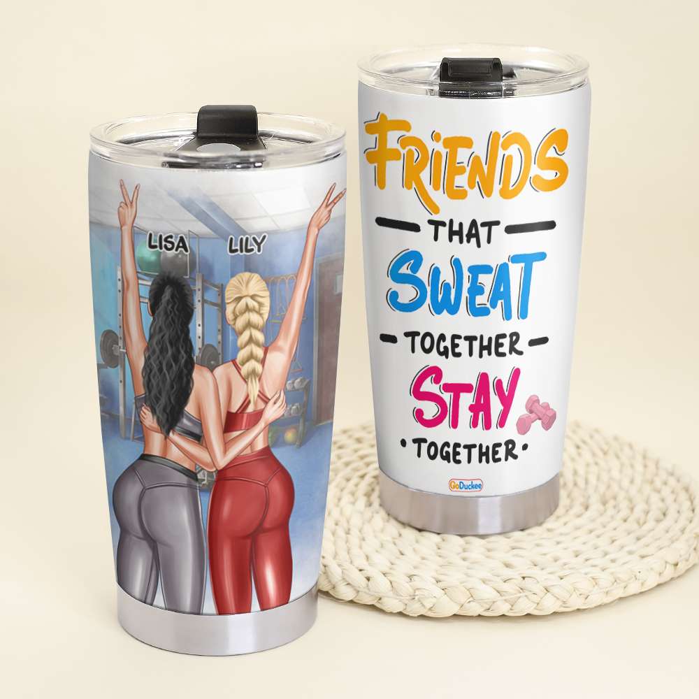 Personalized Gym Bestie Tumbler - Friends That Sweat Together Stay Together GYM2104 - Tumbler Cup - GoDuckee
