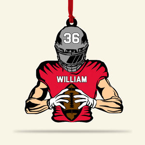 American Football Player Pose Personalized Acrylic Ornament - Ornament - GoDuckee