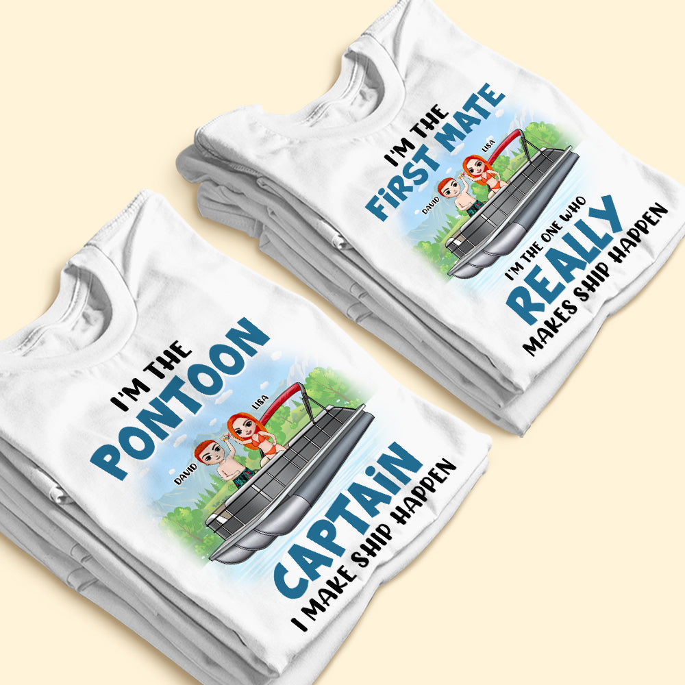 Personalized Pontoon Couple Shirts - I Am The Pontoon I Am The First Mate - Shirts - GoDuckee