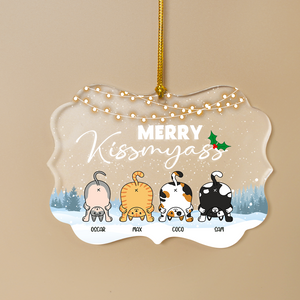 Merry Kissmyass Personalized Christmas Cat Ornament, Gift For Cat Lovers - Ornament - GoDuckee