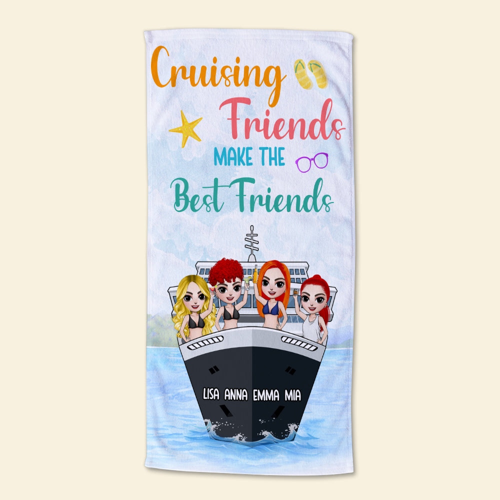 Cruising Friends - Personalized Beach Towel - Gift For Salty Sisters, Best Friend, Girls Trip - Beach Towel - GoDuckee