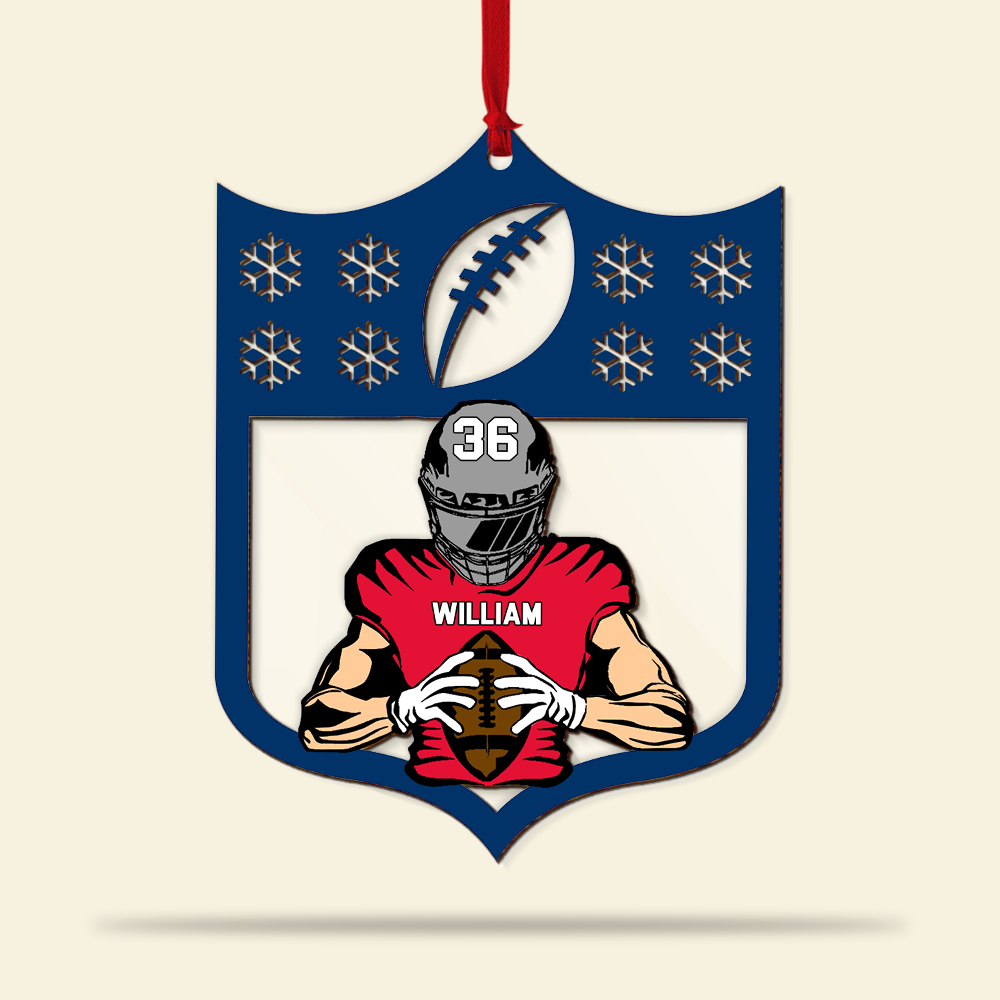 American Football Player Pose Personalized 2 Layered Mix Ornament - Ornament - GoDuckee