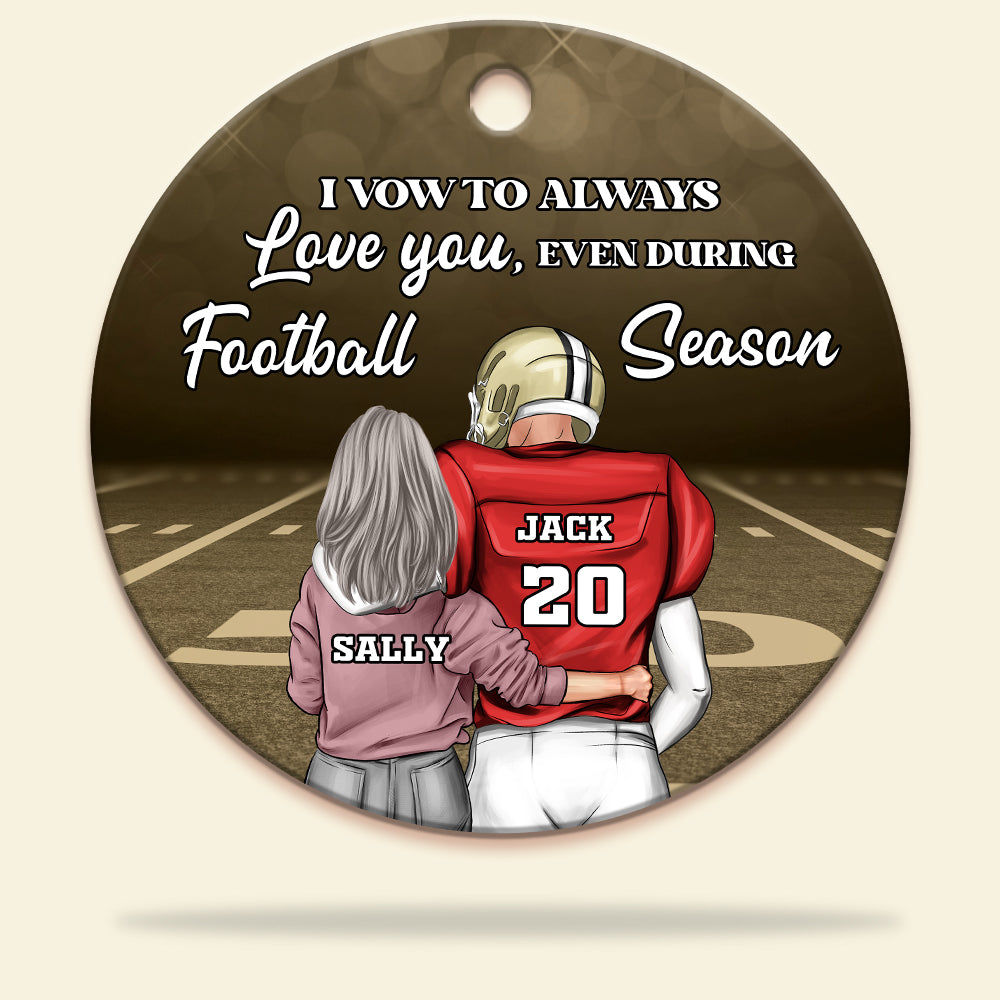 America Football I Vow To Always Love You Personalized Circle Ceramic Ornament - Ornament - GoDuckee