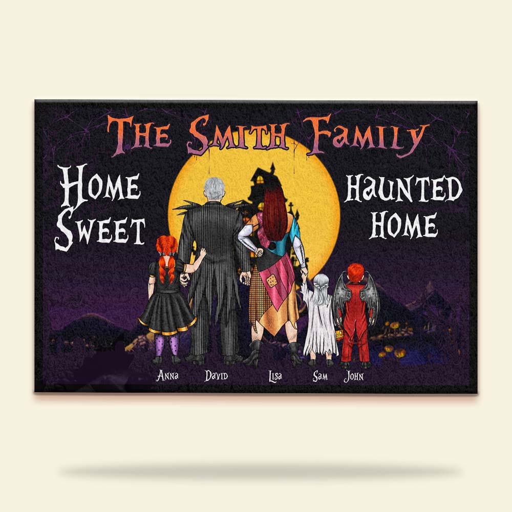 Home Sweet Haunted Home Personalized Halloween Family Door Mat Gift For Family - Doormat - GoDuckee