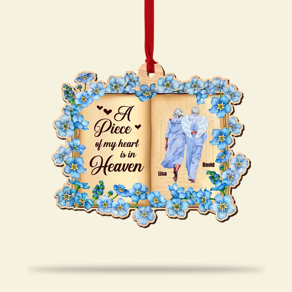 Heaven A Piece Of My Heart Is In Heaven, Personalized Wood Ornament - Ornament - GoDuckee