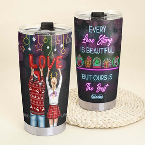 Every Love Story Is Beautiful But Ours Is The Best, Christmas Couple Tumbler - Tumbler Cup - GoDuckee